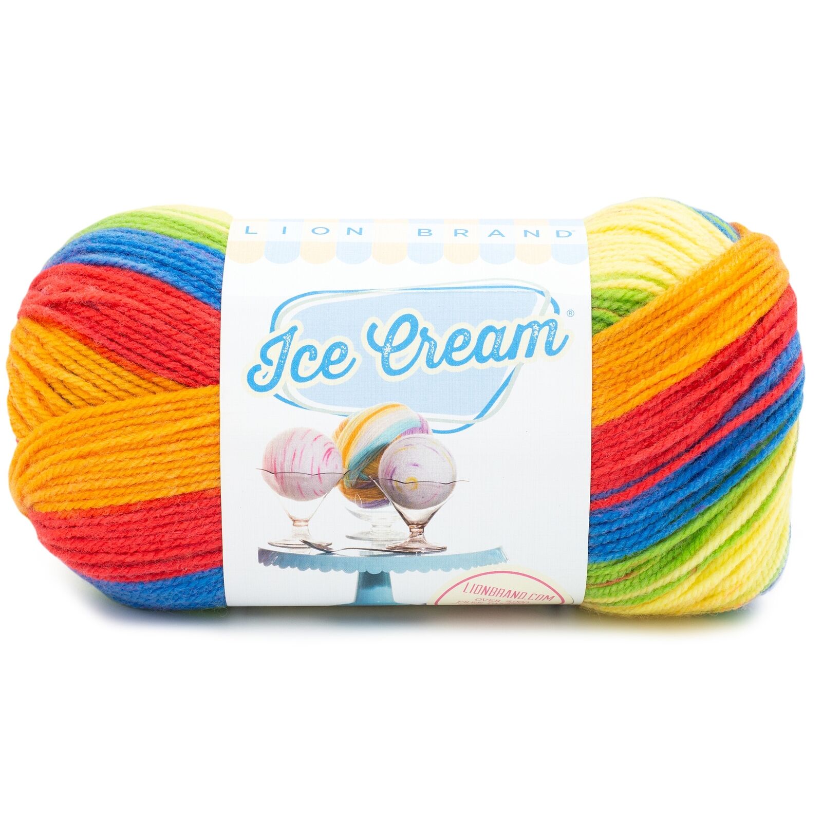 Lion Brand Ice Cream Yarn - Tutti Frutti - White Baby Blue Yellow